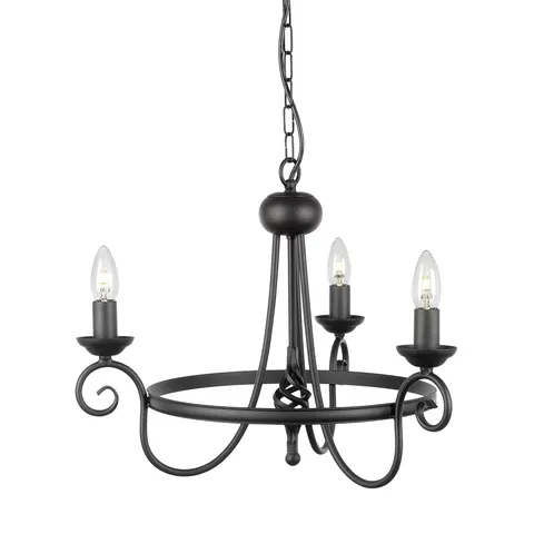 Lampa wisząca Żyrandol Harlech HR3A-BLACK Elstead Lighting 3x60W E14 Stal Czarny