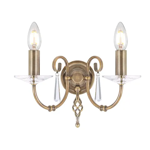 Lampa ścienna Aegean AG2-AGED-BRASS Elstead Lighting 2x60W E14 Stal Mosiądz