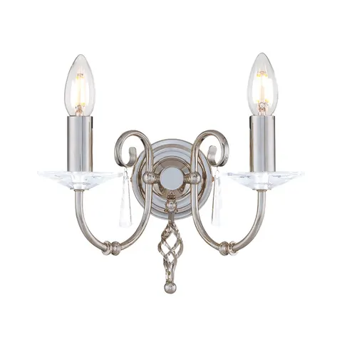 Lampa ścienna Aegean AG2-POL-NICKEL Elstead Lighting 2x60W E14 Stal Srebrny
