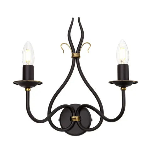Lampa ścienna Windermere WM2 Elstead Lighting 2x60W E14 Żelazo Czarny/Złoty