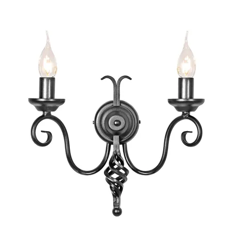 Lampa ścienna Harlech HR2A-BLACK Elstead Lighting 2x60W E14 Stal Czarny