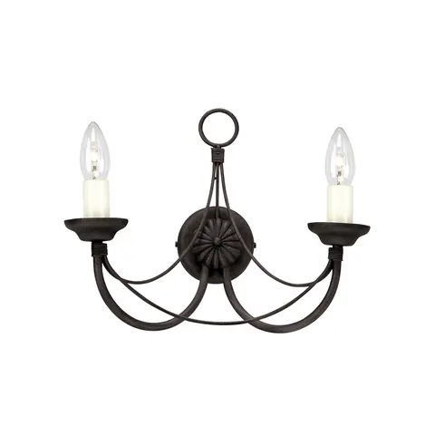 Lampa ścienna Carisbrooke CB2-BLACK Elstead Lighting 2x60W E14 Stal Czarny