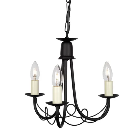 Lampa wisząca Żyrandol Minster MN3-BLACK Elstead Lighting 3x60W E14 Stal Czarny