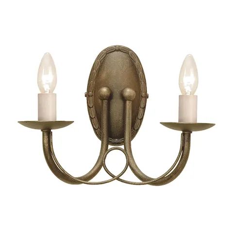Lampa ścienna Minster MN2-BLK-GOLD Elstead Lighting 2x60W E14 Stal Mosiądz