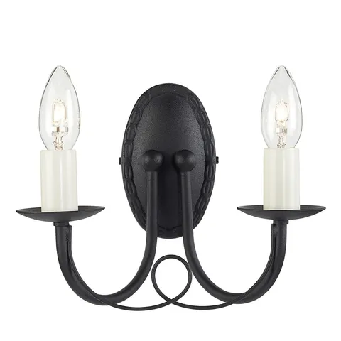 Lampa ścienna Minster MN2-BLACK Elstead Lighting 2x60W E14 Stal Czarny