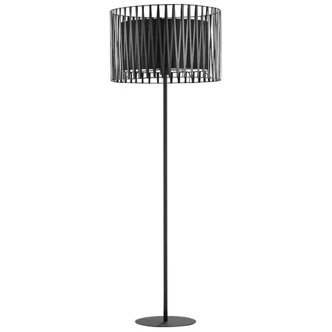 Lampa podłogowa czarna z podwójnym kloszem do nowoczesnych wnętrz 158cm wysokości 1xE27 HARMONY BLACK - 2899