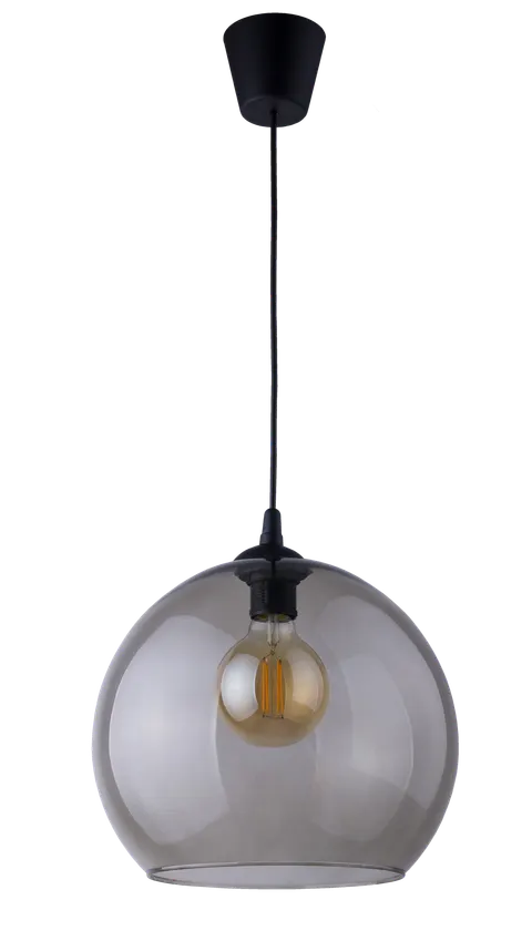 Pojedyncza lampa wisząca z kulistym, szklanym kloszem w kolorze lustrzanego grafitu 1xE27 CUBUS GRAPHITE - 4292