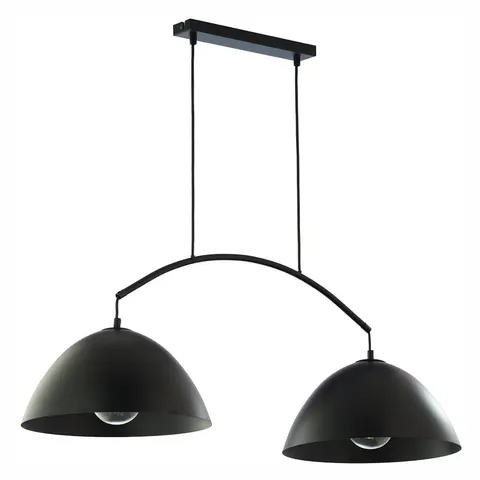 Lampa wisząca czarna w industrialnym stylu z dwoma metalowymi kloszami kopułami FARO NEW BLACK 2xE27 - 6008