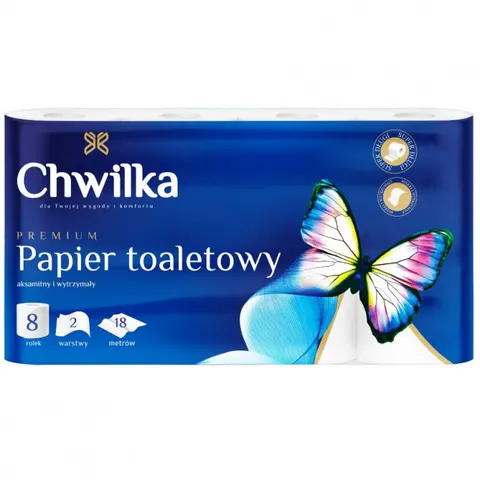 CHWILKA Papier toaletowy BIAŁY, 8 szt