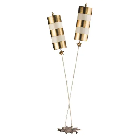 Lampa podłogowa Nettle Luxe FB-NETTLELUX-G-FL Elstead Lighting 2xE27 60 W Stal miękka Złoto i beż
