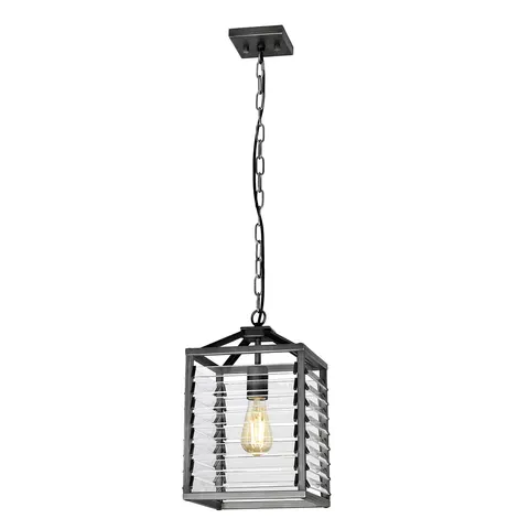 Lampa wisząca Louvre LOUVRE-1P Elstead Lighting 1xE27 60 W Stal, Szkło Szary