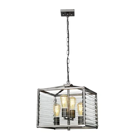 Lampa wisząca Louvre LOUVRE-4P Elstead Lighting 4xE27 60 W Stal, Szkło Szary