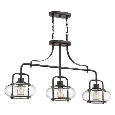 Lampa wisząca Trilogy QZ-TRILOGY-ISLE-OZ Elstead Lighting 3xE27 60 W Stal, Szkło Stary brąz