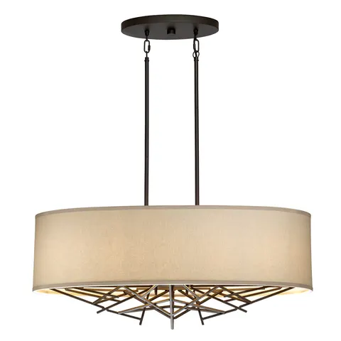 Lampa wisząca Taiko TAIKO5-ISLE Elstead Lighting 5xE27 60 W Stal, Len Stary brąz