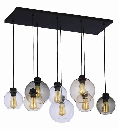 Lampa wisząca CUBUS 2834 TK Lighting 8xE27 15W Szkło Transparent + bursztyn + szary