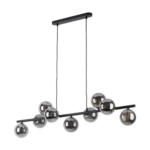 Czarna lampa wisząca ze szklanymi kloszami kulkami w kolorze grafitowym 9*G9 ESTERA BLACK - 5667
