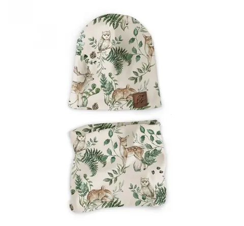 Komplet prążkowany czapka i komin Animals Garden r.S BabySteps