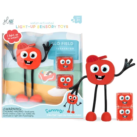 Glo Pals, Postać do kąpieli Sammy - zestaw z dwiema kostkami sensorycznymi świecącymi w wodzie