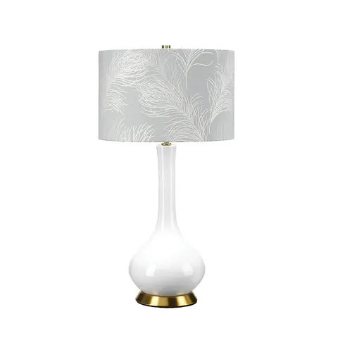 Lampa stołowa Milo MILO-AB-TL-FDEB Elstead Lighting 1x60 W E27 Biały/Postarzany mosiądz