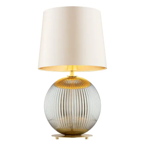 Lampa Stołowa Hamilton 8530 Argon 1xE27 15W Abażur Satynowy/ Szkło, Beżowy