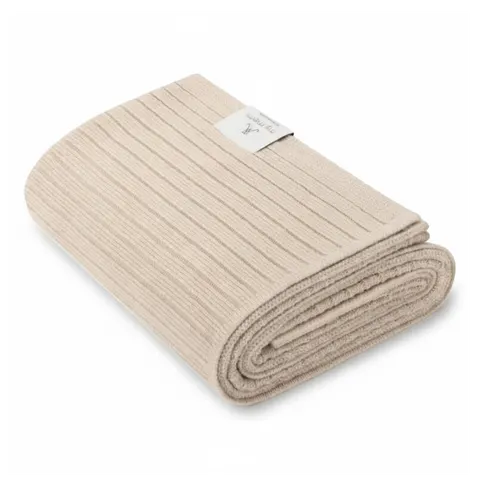 Kocyk w PRĄŻEK z wełny merino 100% Beige My Memi
