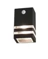 Czarna lampa ścienna zewnętrzna elewacyjna z czujnikiem ruchu Nowodvorski 7017 Rio I Sensor E27 IP54