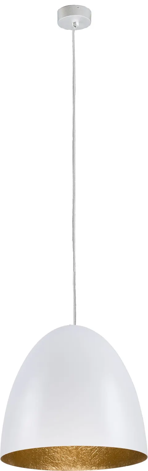 Lampa wisząca do kuchni biały kopułowy klosz złoty od wewnątrz Nowodvorski 9021 Egg M E27 38cm x 150cm