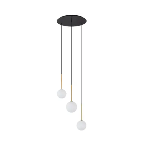 Lampa wisząca białe kule złote dodatki i czarna okrągła rozeta Nowodvorski 10304 Karo III 3xG9 46cm x 100cm