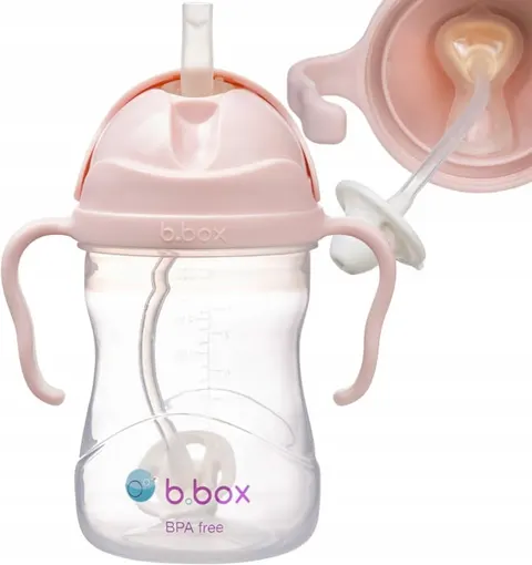 B.Box bidon z obciążoną słomką niekapek 240 ml / Różowy