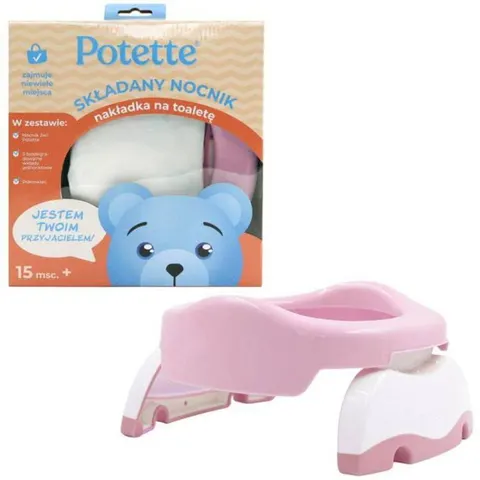 Potette Plus 2w1 Nocnik dla dziecka i nakładka na toaletę, różowo-biały, Potette