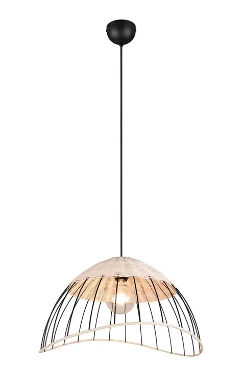 Lampa wisząca sufitowa Sandrine R36211032 RL 1x28W E27 Metal/Ratan
