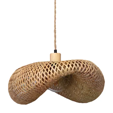 Lampa wisząca Boho ABR-LWPP1-E27 Abruzzo 1xE27 20W Bambus Brązowy
