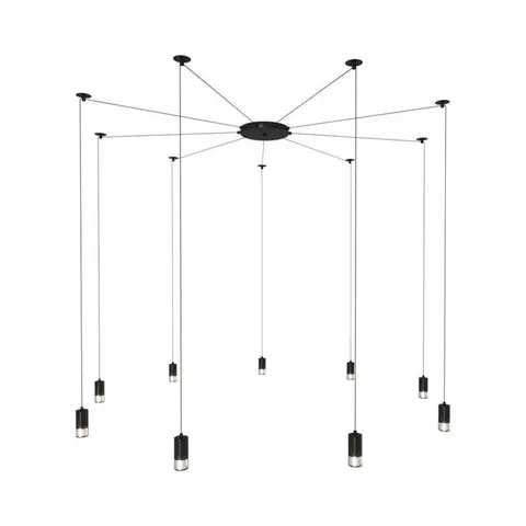 Czarna lampa wisząca typu pająk Step Into Design XT005-9P Linea-9 9xG9
