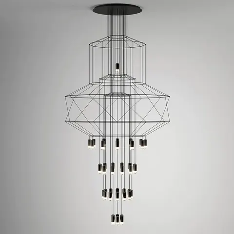 Długa czarna lampa wisząca Step Into Design XT100-43P Linea 43xG9 200cm x 90cm