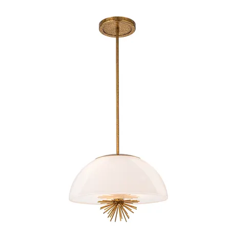 Lampa wisząca Staring STARING-3P-DG-OPAL Elstead Lighting 3xE14 40W Stal, warstwowe szkło opalowe Złoty