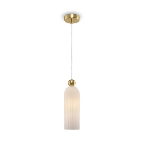 Złota lampa wisząca z frezowanym mlecznym kloszem Maytoni MOD302PL-01W Antic E14 10cm x 187cm