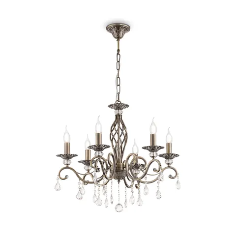 Lampa wisząca Żyrandol Świecznikowy na łańcuchu z kryształami Maytoni RC247-PL-06-R Grace 6xE14 63cm x 76cm mosiądz