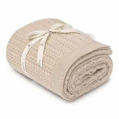 Otulacz ze 100% wełny merino Beige LEAVES My Memi