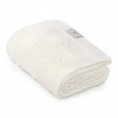 Kocyk ze 100% wełny merino Cream FLORAL My Memi