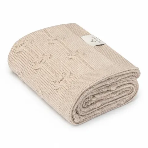 Kocyk ze 100% wełny merino Beige FLORAL My Memi