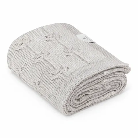Kocyk ze 100% wełny merino Grey FLORAL My Memi