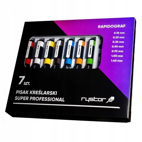 Pisak Kreślarski Rystor 7 sztuk Rapidograf