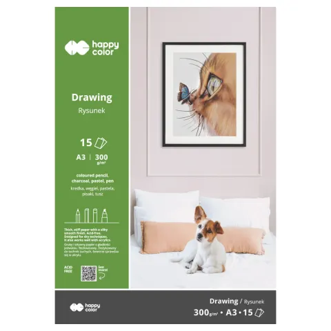 Blok do rysunku A3 HAPPY COLOR - 300 g/m² - 15 ark.
