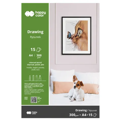 Blok do rysunku A4 HAPPY COLOR - 300 g/m² - 15 ark.