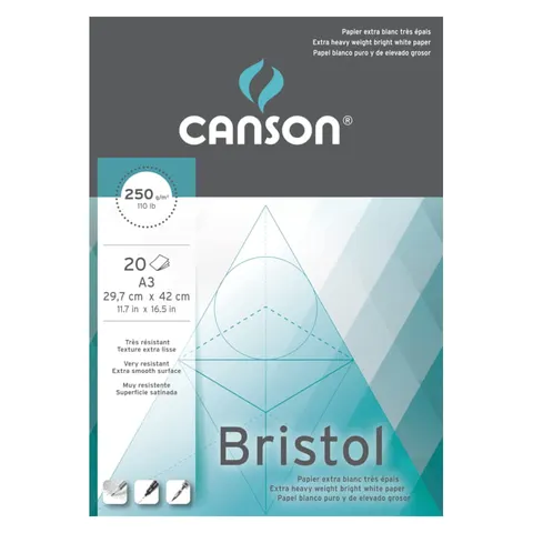 Blok rysunkowy A3 CANSON Bristol - 250 g/m² - 20 ark.