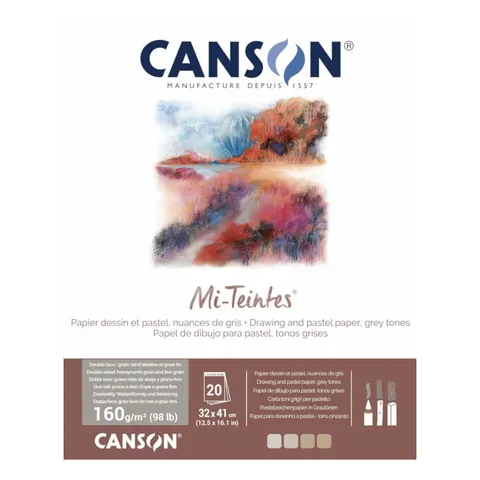 Blok do pasteli 32x41 cm CANSON Mi-Teintes - odcienie szarości - 160 g/m² - 20 ark.