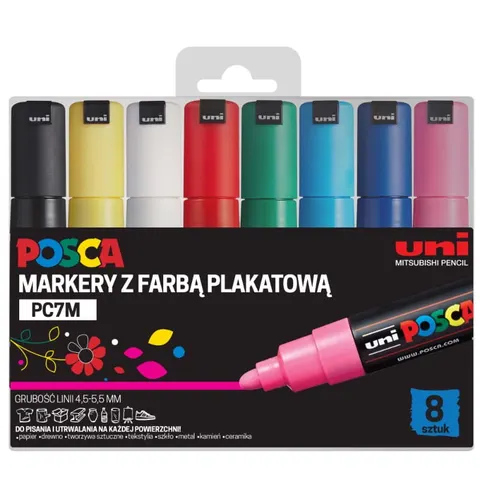 Zestaw markerów UNI Posca PC-7M - 8 kolorów