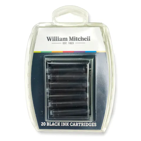 Naboje atramentowe WILLIAM MITCHELL - czarne - 20 szt.