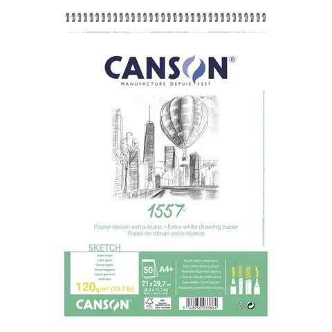 Blok szkicowy na spirali A4 CANSON 1557 - 120 g/m² - 50 ark.