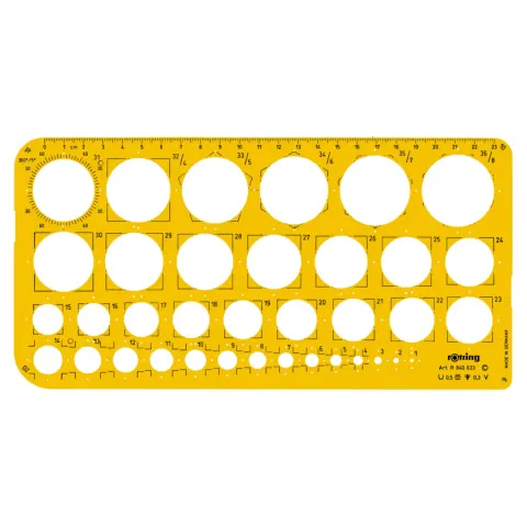 Szablon kół ROTRING - 1-36 mm - kółkownik kreślarski